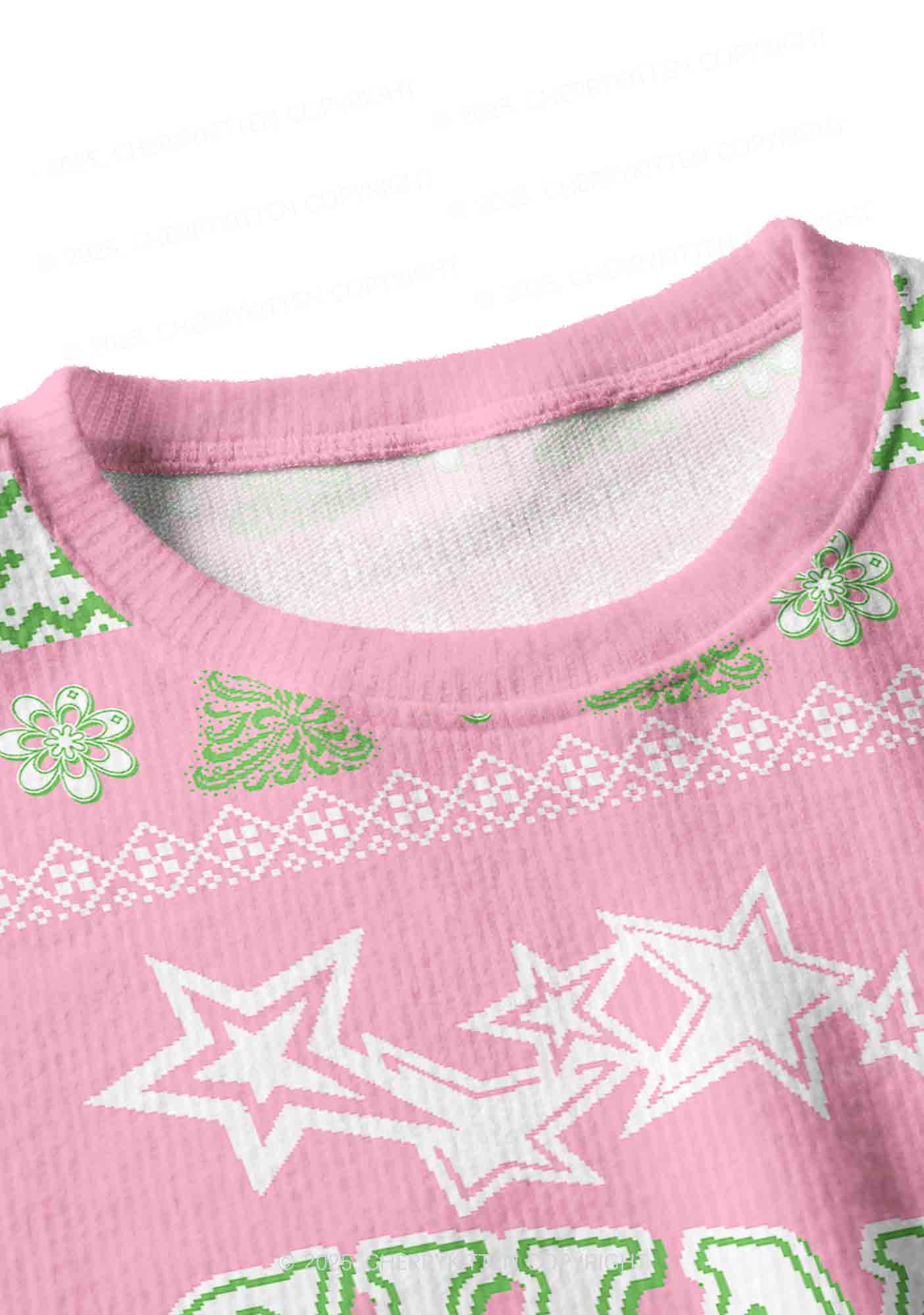 Cxxt Stars Y2K Christmas Crop Knit Sweatshirt Cherrykitten