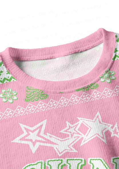 Cxxt Stars Y2K Christmas Crop Knit Sweatshirt Cherrykitten