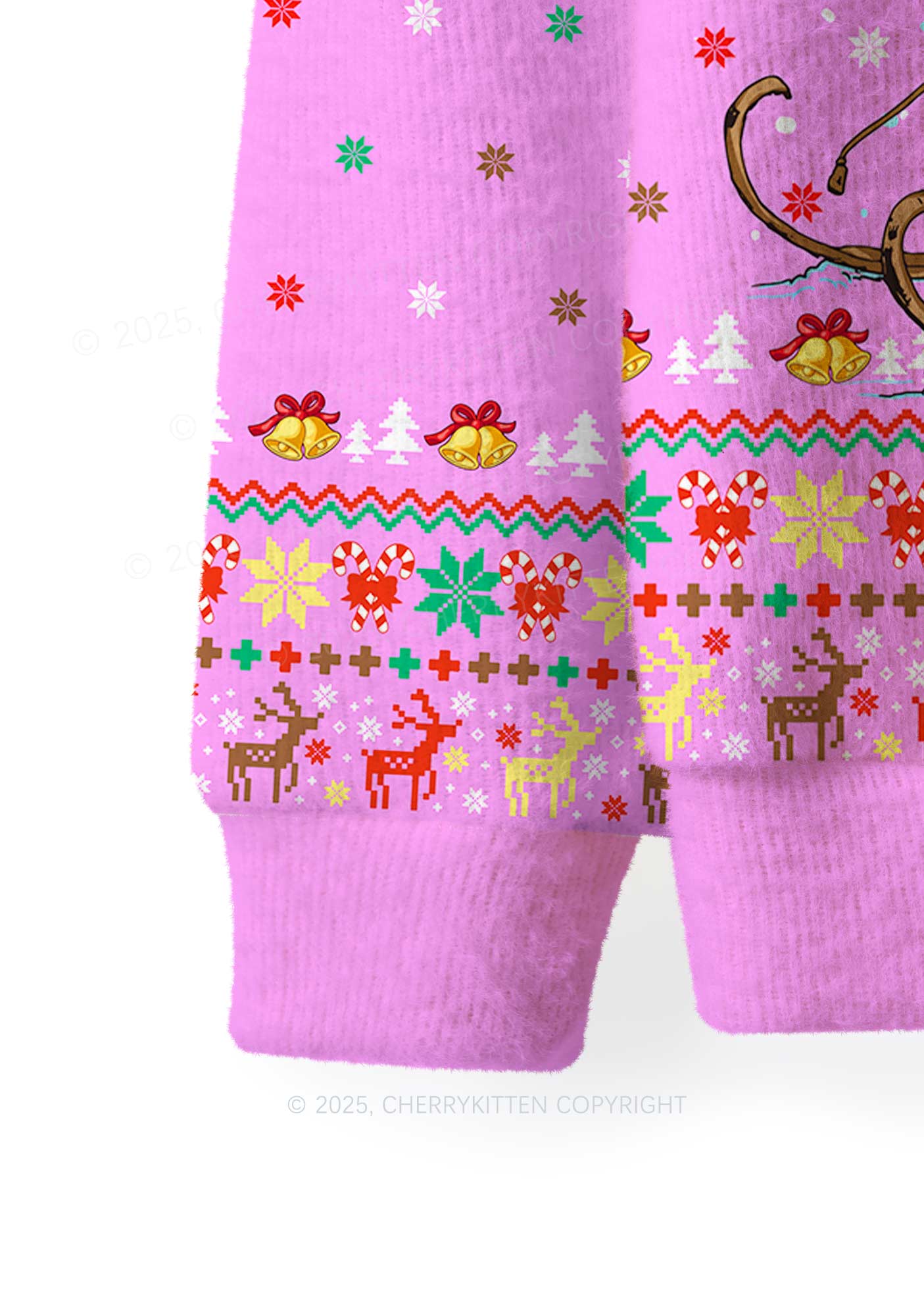 Santa Rat Sledder Y2K Christmas Knit Sweatshirt Cherrykitten