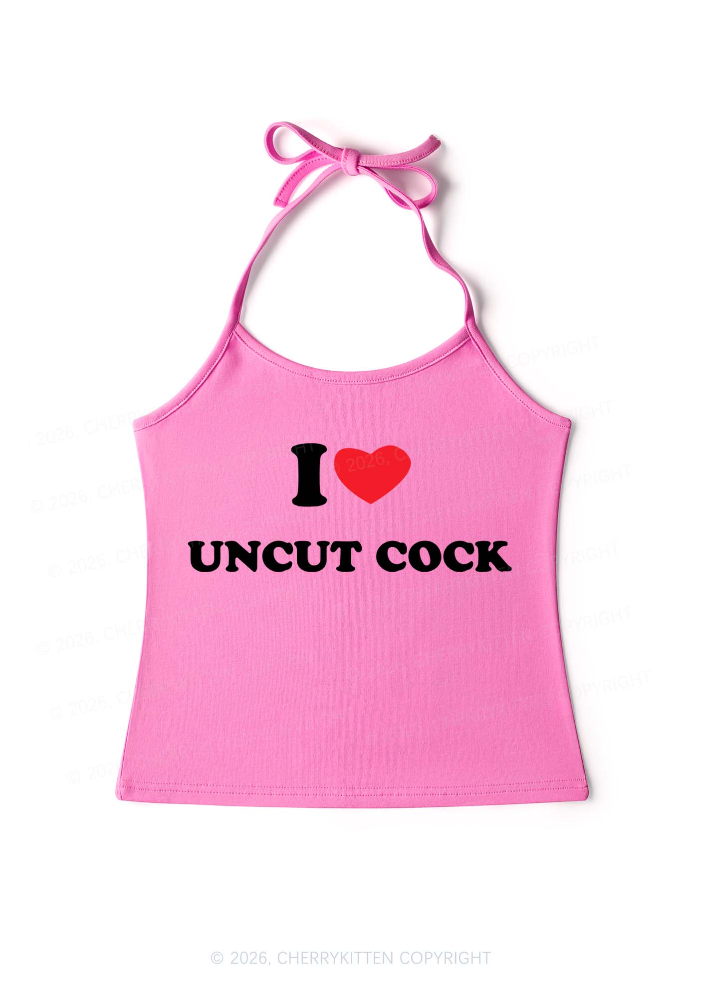 I Love Uncut Cxck Y2K Halter Neck Cami Cherrykitten