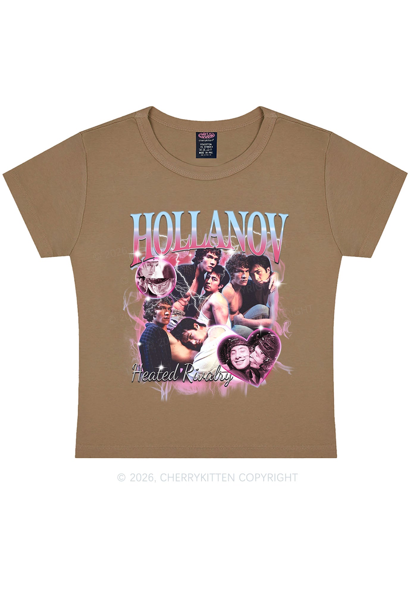 Retro Pink Blue HR Y2K Baby Tee Cherrykitten