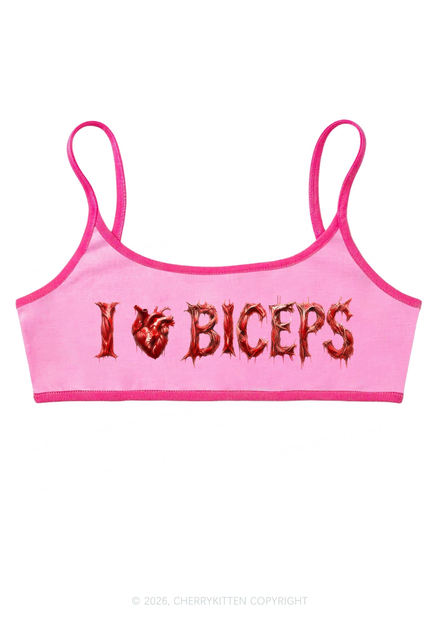 Halloween Gore Heart I Love Biceps Y2K Super Crop Cami Cherrykitten