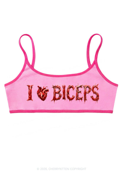 Halloween Gore Heart I Love Biceps Y2K Super Crop Cami Cherrykitten