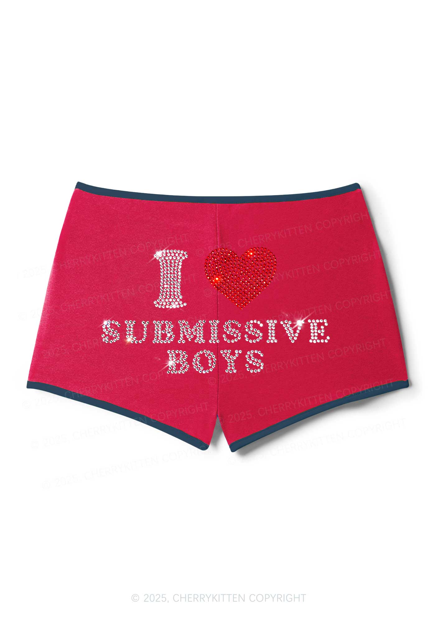 Rhinestone I Love S Boys Y2K Booty Shorts Cherrykitten