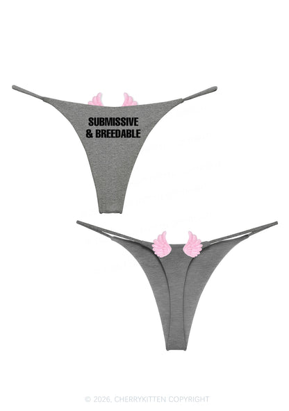 Submissive Breedable Y2K Goth Angel Wings Bikini String Thong Cherrykitten