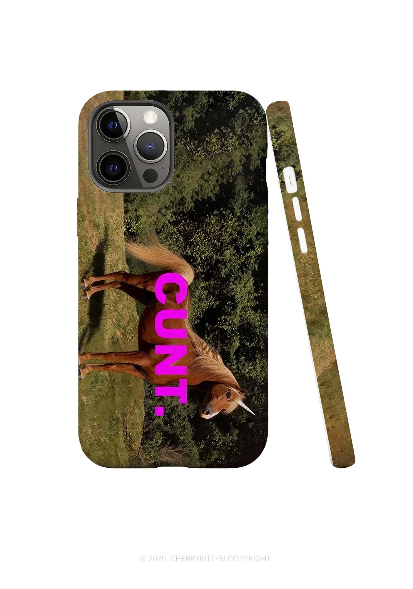 Pink Cxxt Brown Horse Y2K Phone Case Cherrykitten