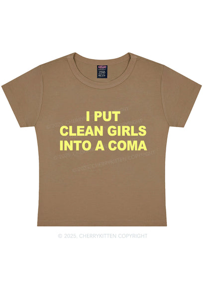 Put Clean Girls Into Coma Y2K Baby Tee Cherrykitten
