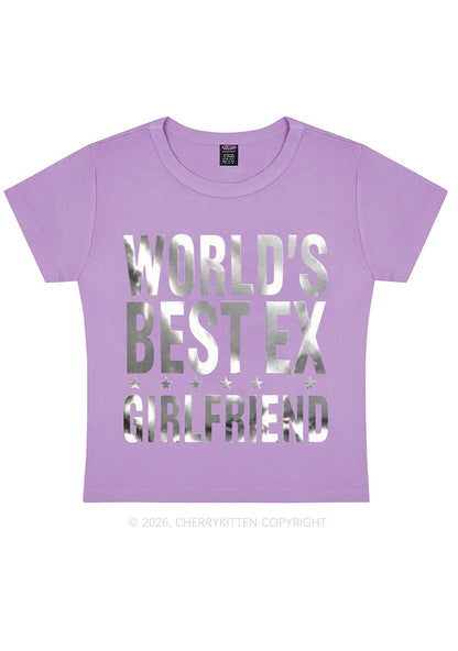 Best Ex Girlfriend Silver Foil Printed Y2K Baby Tee Cherrykitten