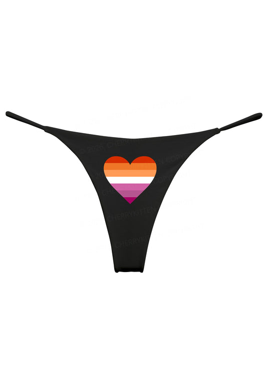 Lesbian Heart Pride Y2K Bikini String Thong Cherrykitten