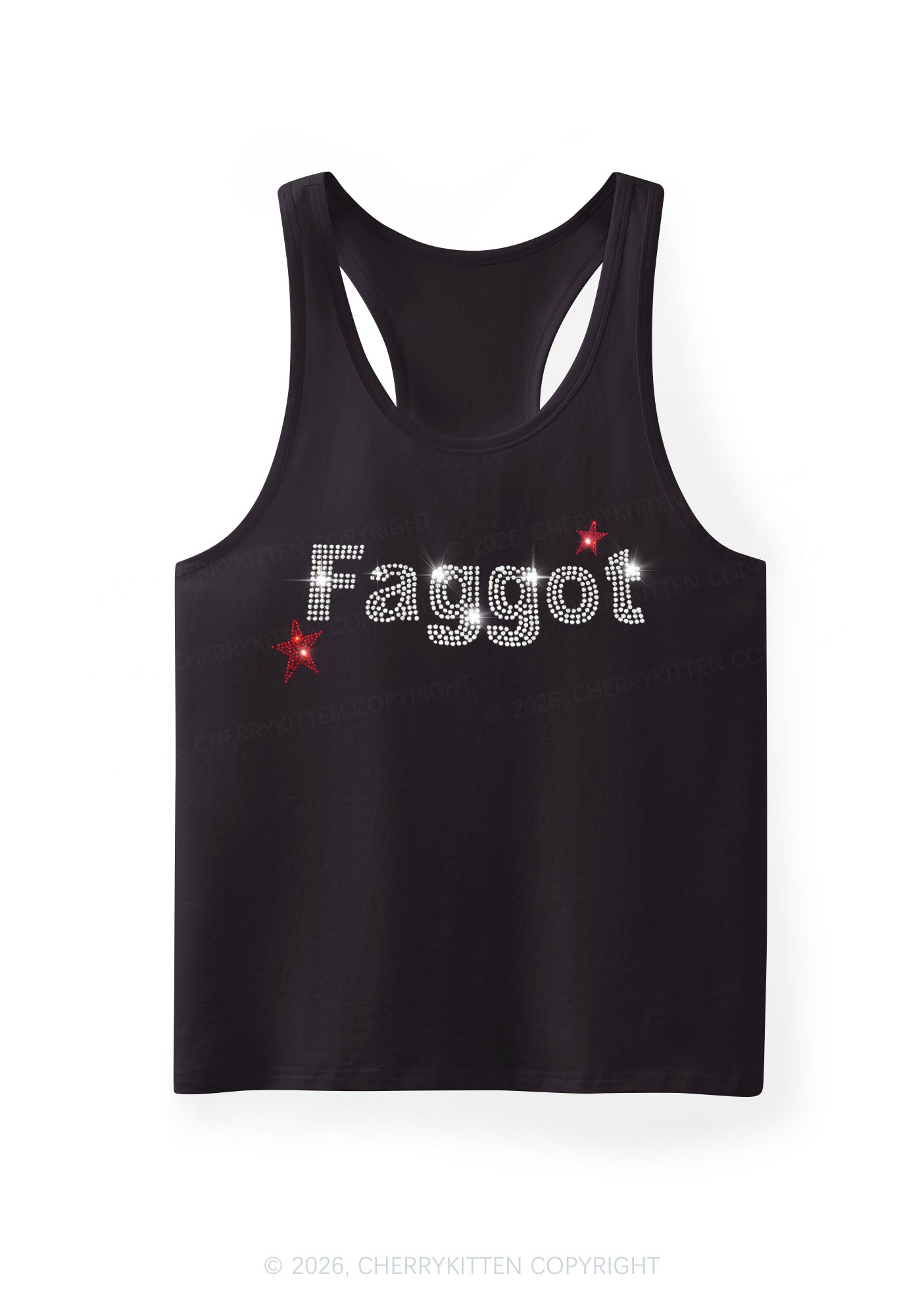 Rhinestone Faggot Pride Y2K Men Racerback Tank Top Cherrykitten
