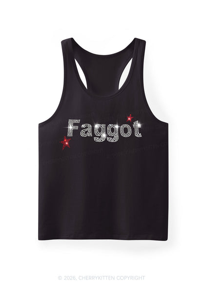 Rhinestone Faggot Pride Y2K Men Racerback Tank Top Cherrykitten