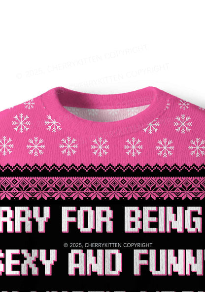 Sorry For Being So Funny Y2K Christmas Knit Sweatshirt Cherrykitten
