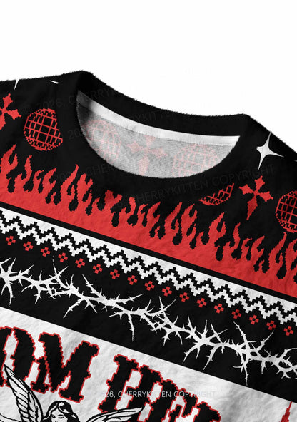 From Hell With Love Y2K Christmas Knit Sweatshirt Cherrykitten