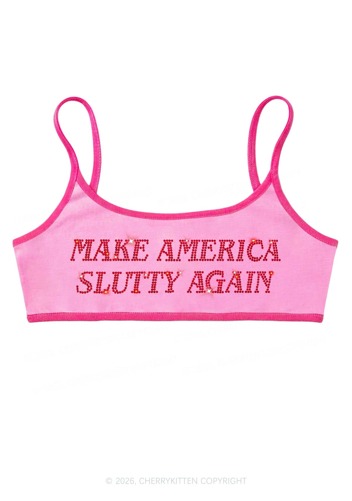 Rhinestone Make America Slxtty Y2K Super Crop Cami Cherrykitten