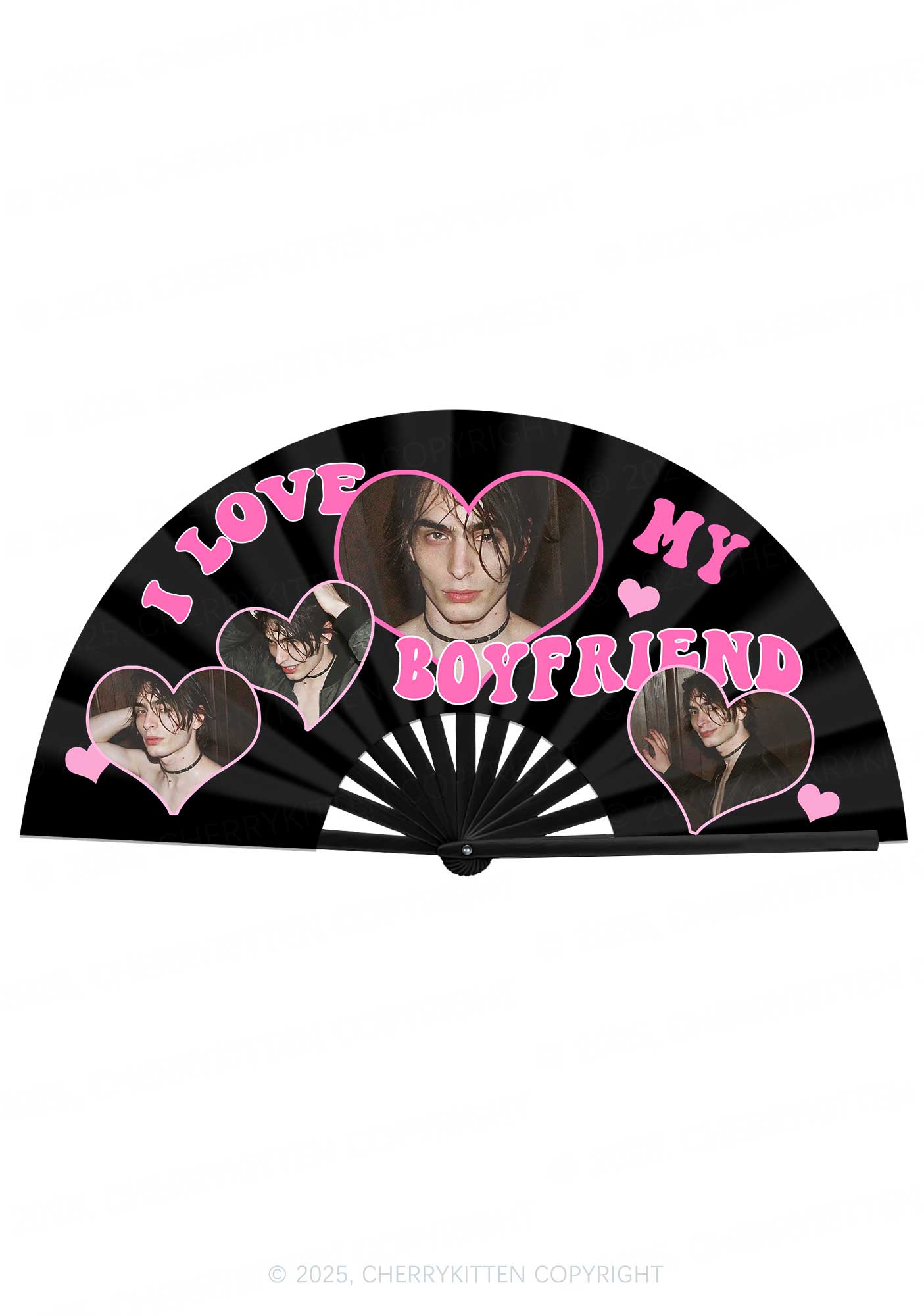 Custom GF BF Photo Valentine's Day Y2K Rave Hand Fan Cherrykitten