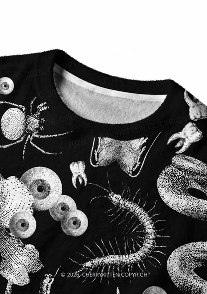 Halloween Dark Sheep Bone Y2K Knit Sweatshirt Cherrykitten
