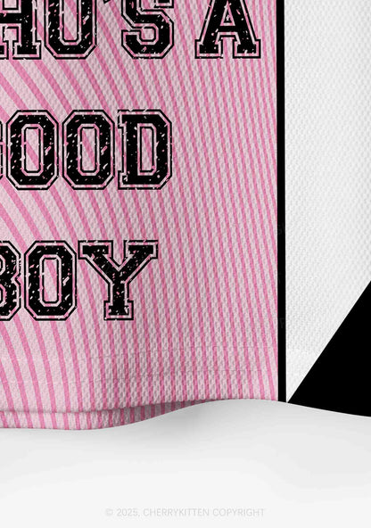 Custom Pink Whos A Good Boy Y2K Crop Sport Jersey Shirts Cherrykitten