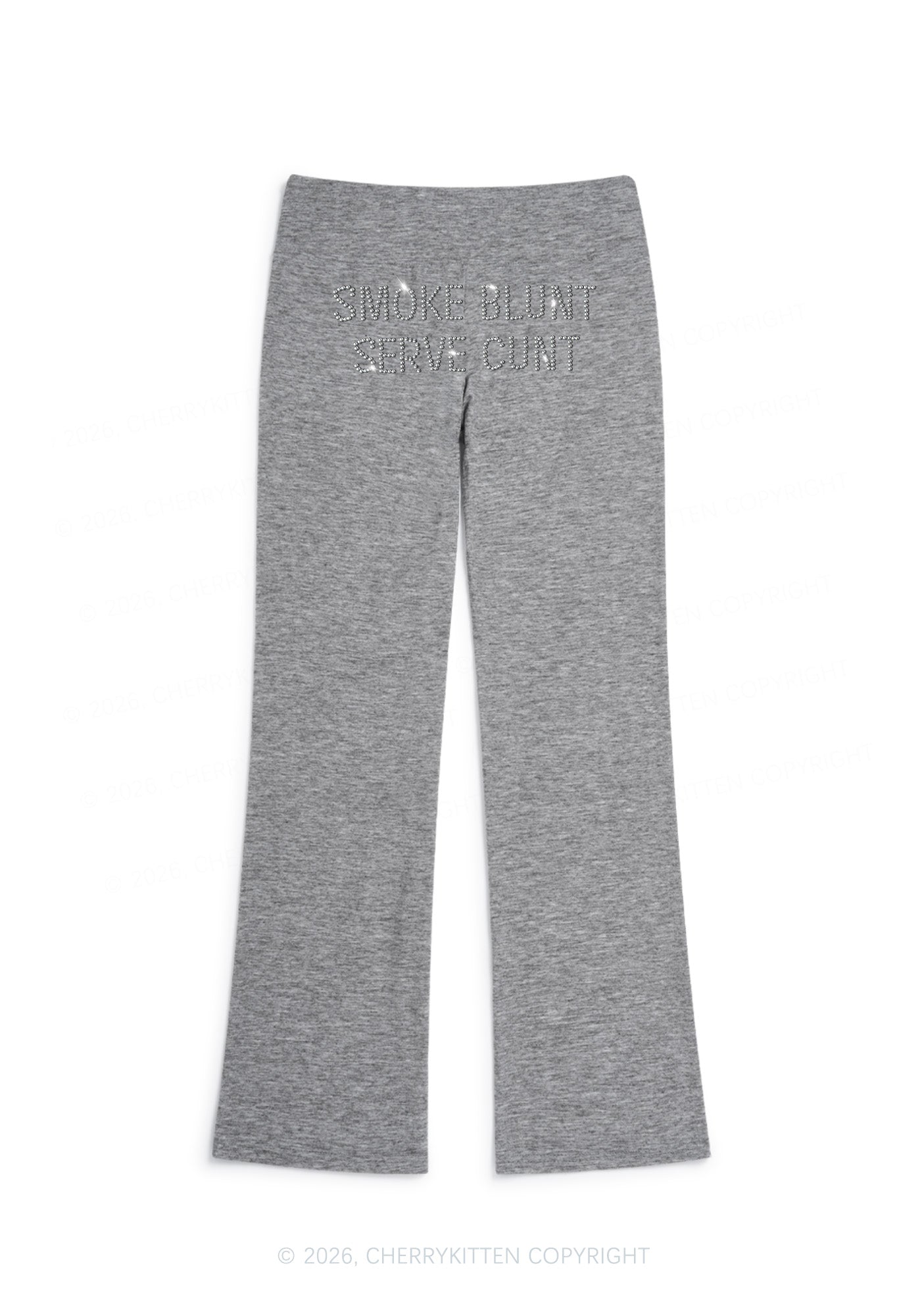 Rhinestone Smoke Blunt Y2K Low Rise Drawstring Flare Pants Cherrykitten