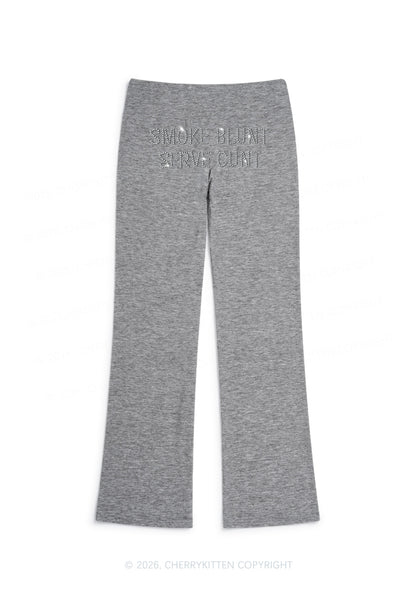 Rhinestone Smoke Blunt Y2K Low Rise Drawstring Flare Pants Cherrykitten