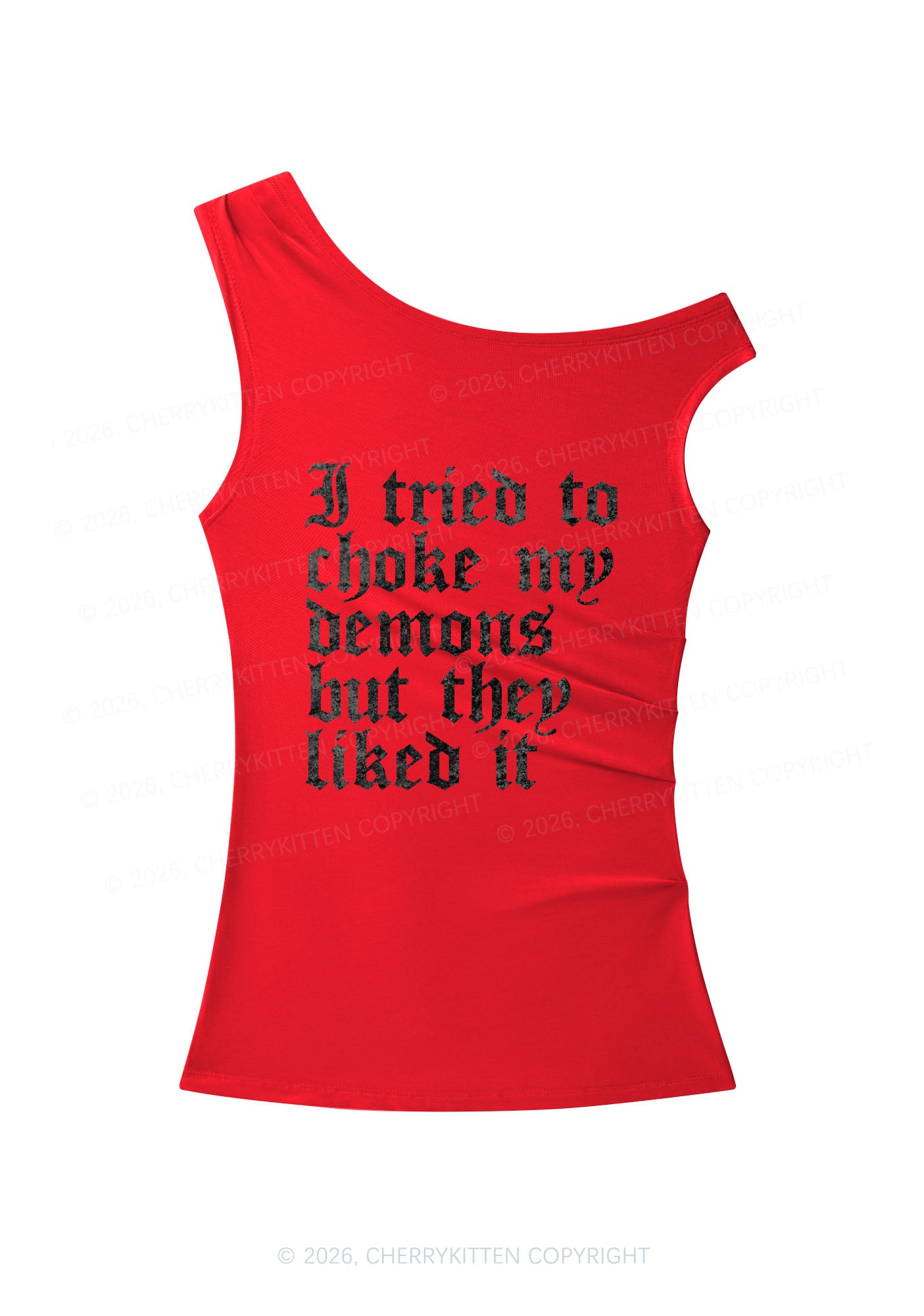 Halloween Choke Demons They Liked Y2K Off Shoulder Tank Top Cherrykitten
