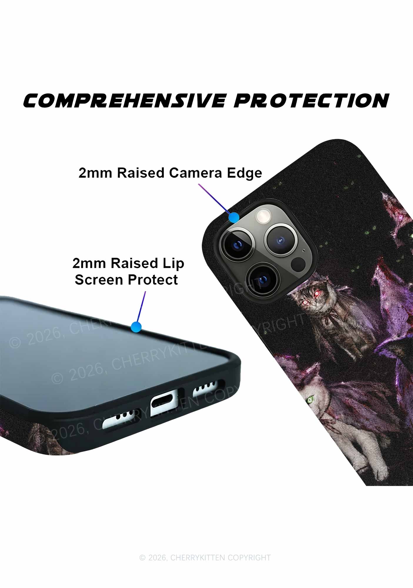 Halloween Purple Witch Hats Cat Y2K Phone Case Cherrykitten