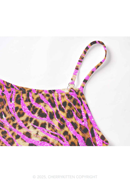 Sparkle Pink Leopard Y2K Mesh Cami Tank Cherrykitten