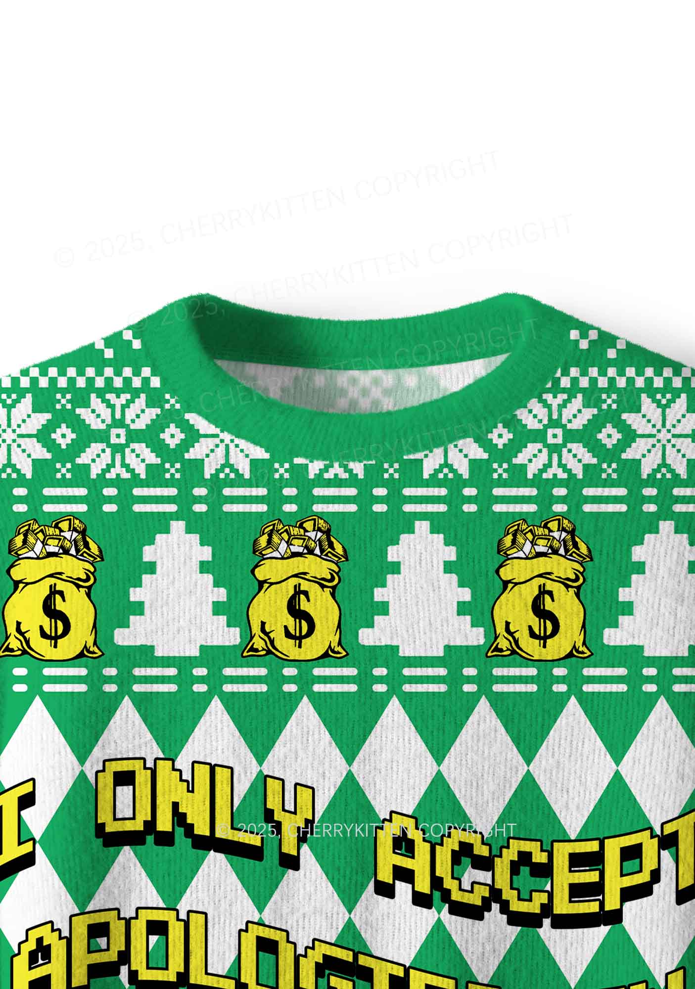 I Only Accept Apologies In Cash Y2K Christmas Knit Sweatshirt Cherrykitten