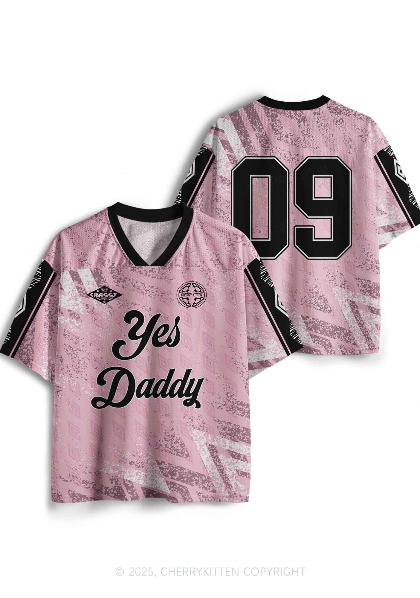 Custom Pink Yes Daddy Y2K Sport Jersey Shirts Cherrykitten