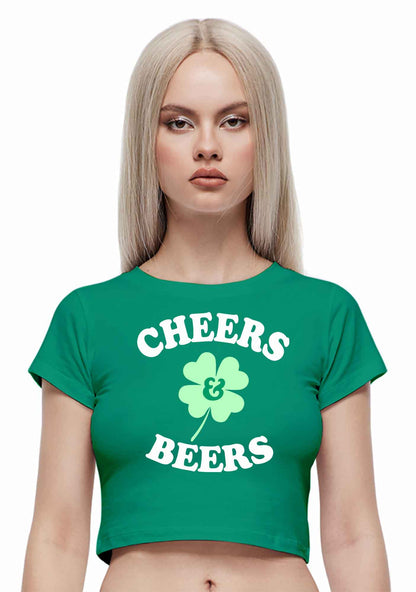 Cheers And Beers St Patricks Y2K Baby Tee Cherrykitten