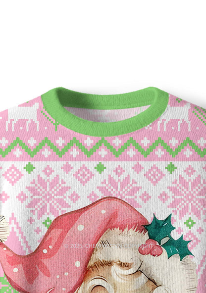 Smiling Santa Claus Y2K Christmas Knit Sweatshirt Cherrykitten