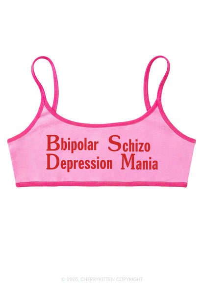 Bipolar Depression Schizo Mania Y2K Super Crop Cami Cherrykitten