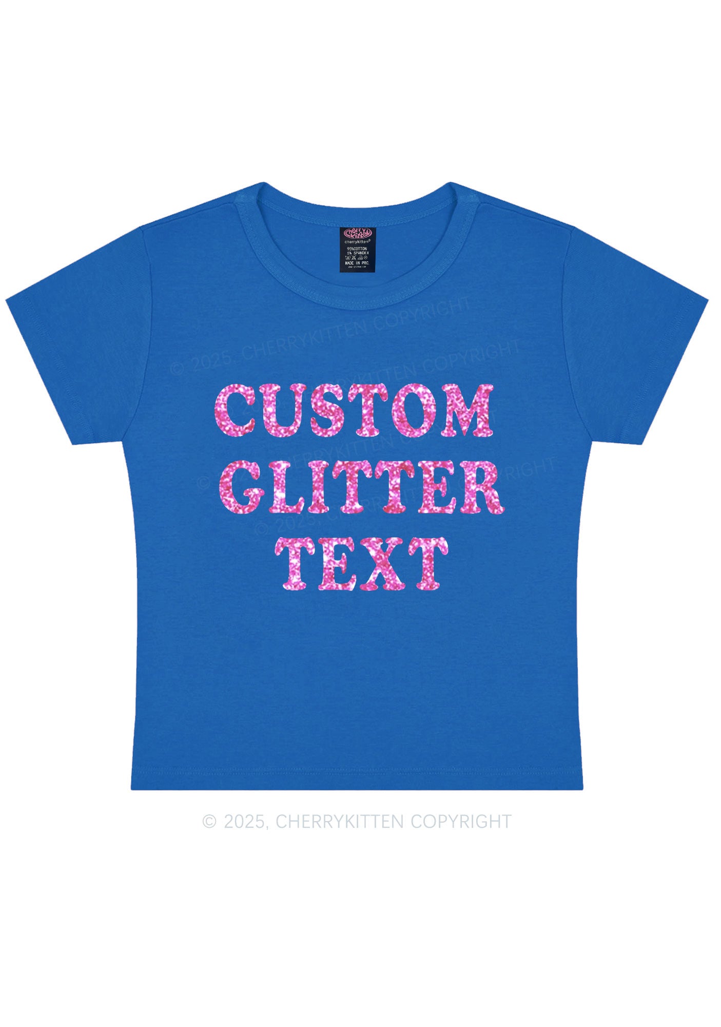 Custom Text Glitter Y2K Baby Tee Cherrykitten