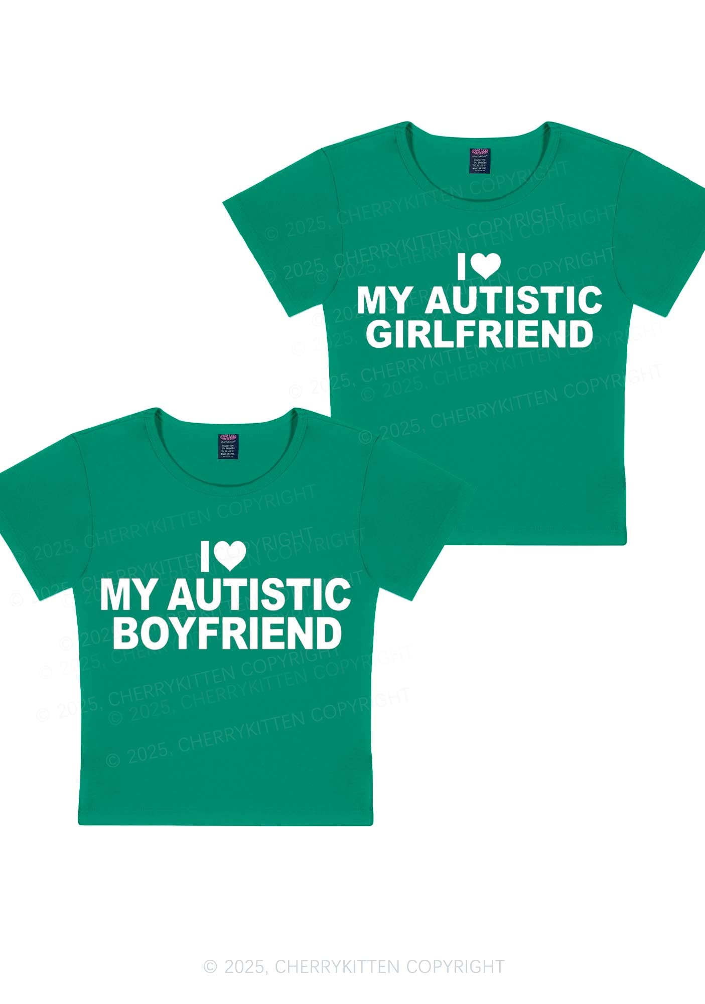 I Love My Autistic GF BF Y2K Valentine's Day Baby Tee Cherrykitten