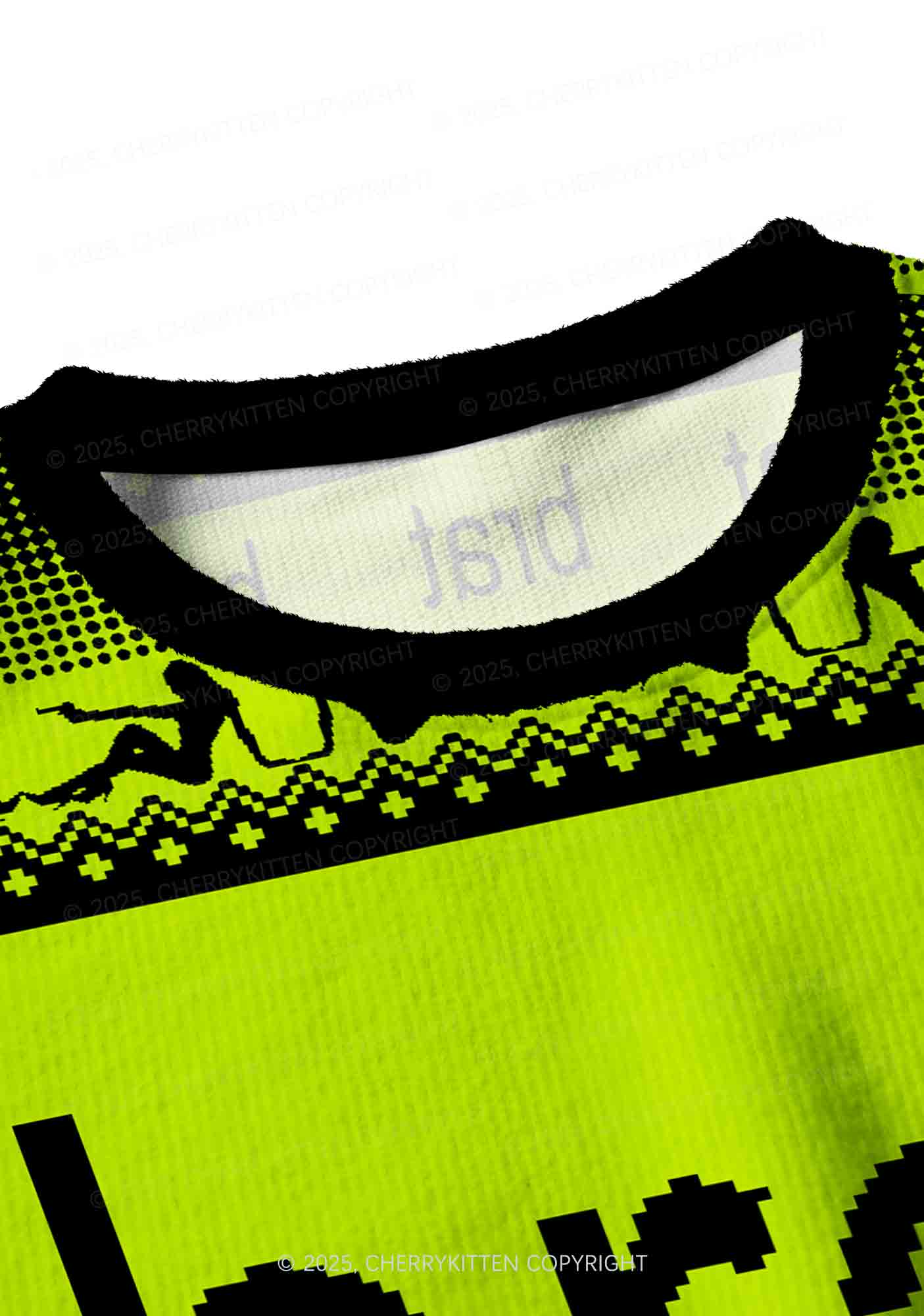 Green Brat Y2K Christmas Crop Knit Sweatshirt Cherrykitten