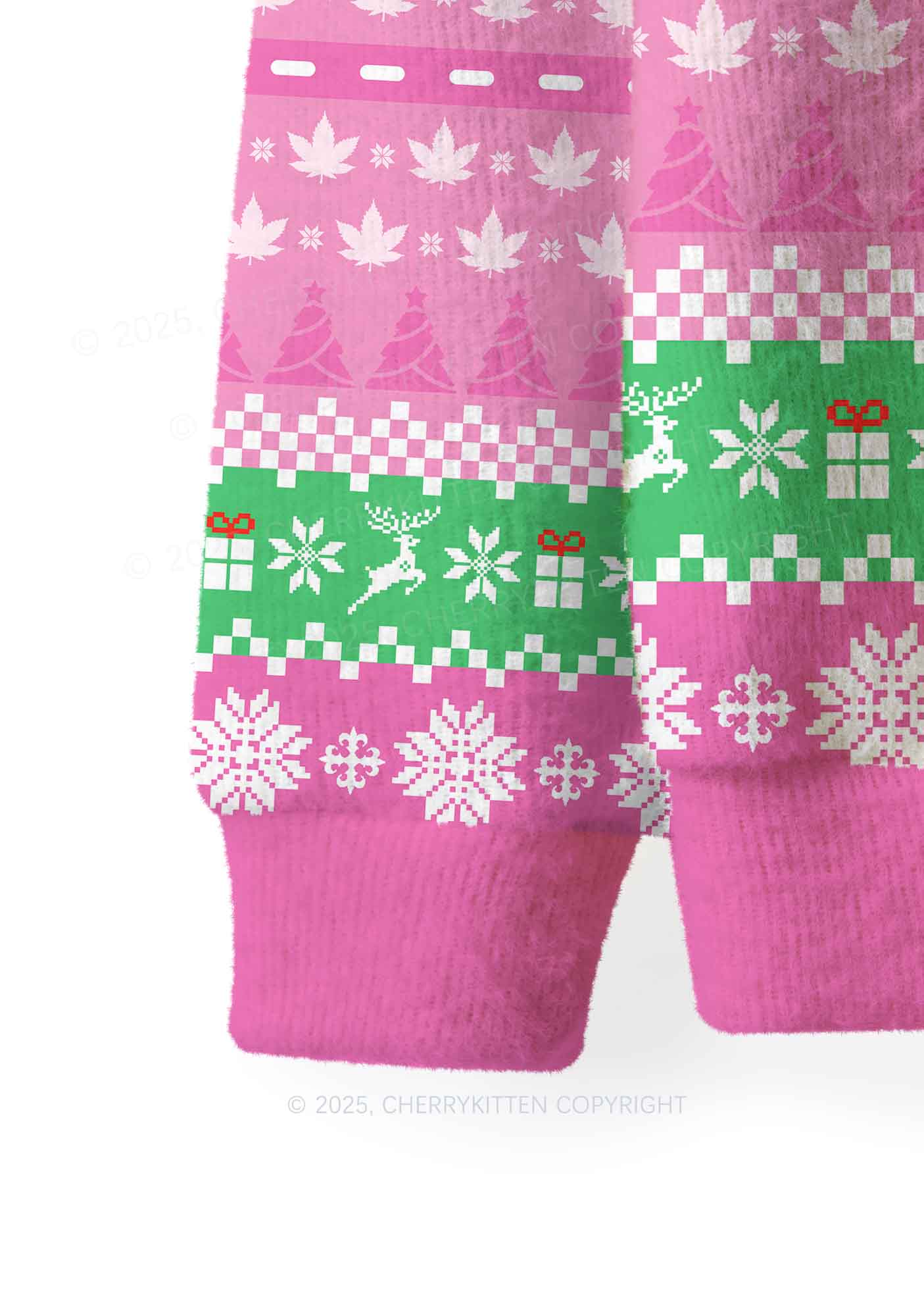 Pink Special Cola Y2K Christmas Knit Sweatshirt Cherrykitten