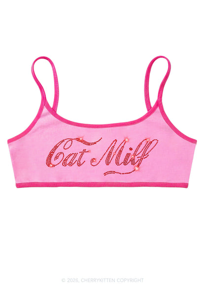 Rhinestone Cat Mxxf Y2K Super Crop Cami Cherrykitten