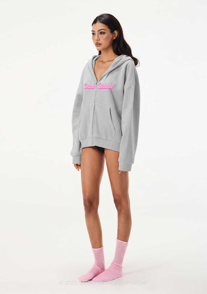 Dumb Blonde Y2K Bunny Ear Zip Hoodie Cherrykitten