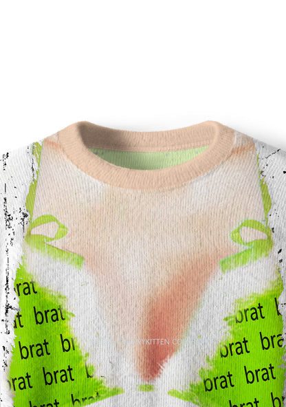 Green Bikini Santa Y2K Christmas Knit Sweatshirt Cherrykitten