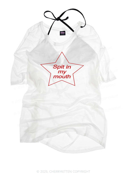 Spit In My Mouth Y2K Sheer Boyfriend Tee Cherrykitten