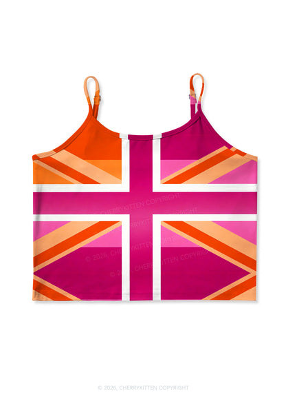 Lesbian Cross Flag Pride Y2K Print Cami Crop Top Cherrykitten
