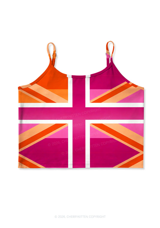 Lesbian Cross Flag Pride Y2K Print Cami Crop Top Cherrykitten