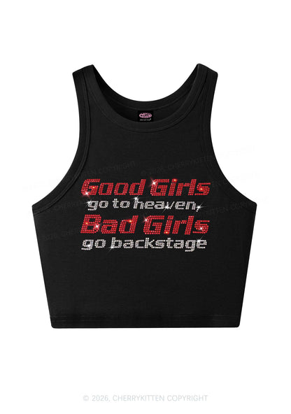 Rhinestone Bad Girls Go Backstage Y2K Crop Tank Top Cherrykitten