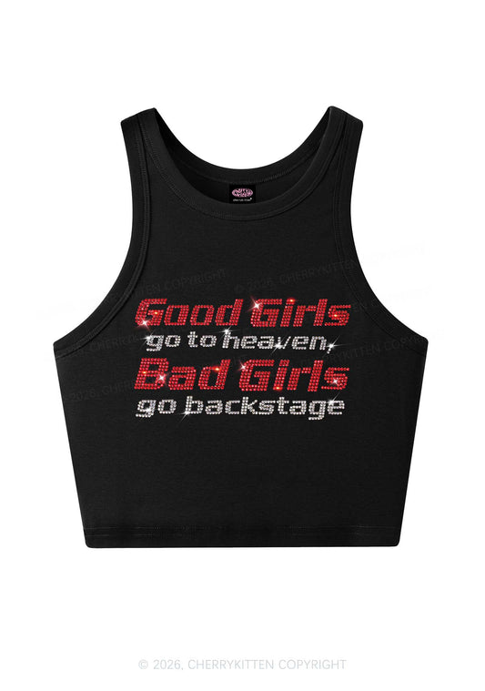 Rhinestone Bad Girls Go Backstage Y2K Crop Tank Top Cherrykitten