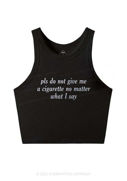 Glitter Pls Dont Give Me Cigarette Y2K Crop Tank Top Cherrykitten