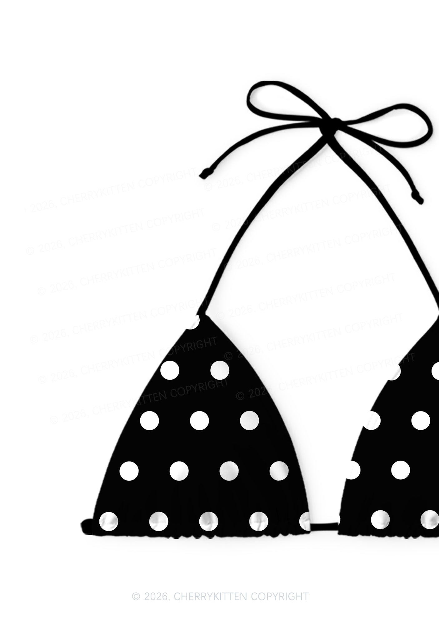 White Dots On Black Y2K Print Bikini Set Cherrykitten