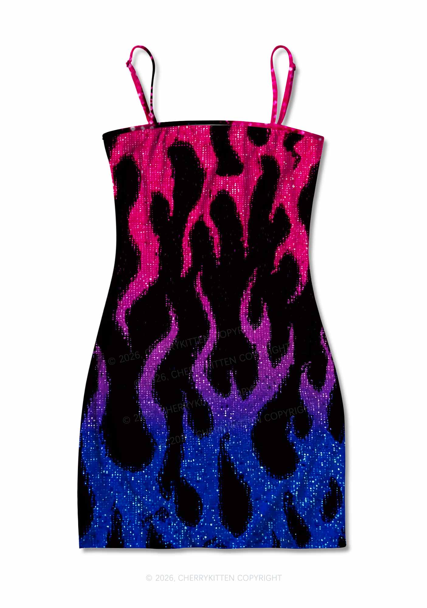 Bisexual Flame Pride Y2K Print Slip Dress Cherrykitten
