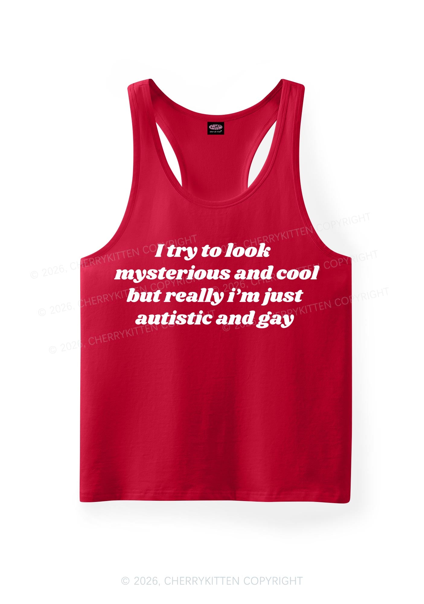 Im Just Autistic And Gay Pride Y2K Men Racerback Tank Top Cherrykitten