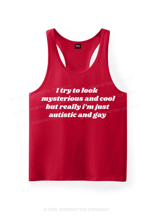 Im Just Autistic And Gay Pride Y2K Men Racerback Tank Top Cherrykitten