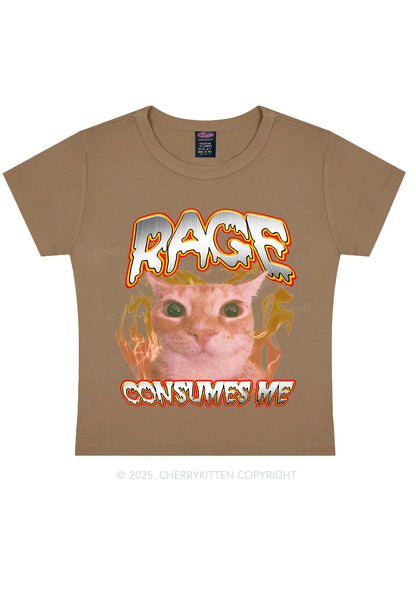 Rage Consumes Me Cat Y2K Baby Tee Cherrykitten