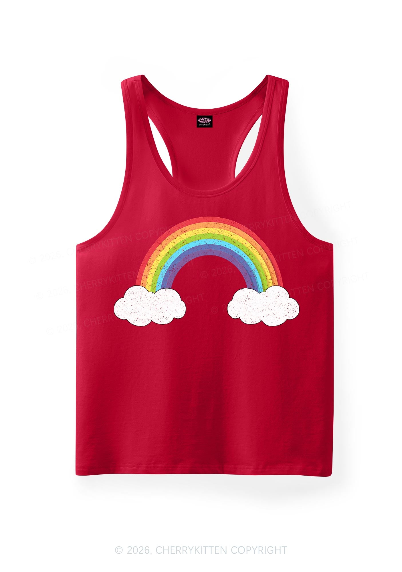 Rainbow Cloud Pride Y2K Men Racerback Tank Top Cherrykitten